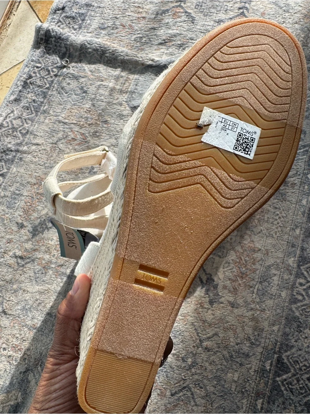 TOMS Marisela Natural Slubby Woven Espadrille Wedge Sandals 10